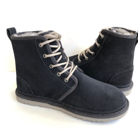 UGG MEN HARKLEY WATERPROOF NEW NAVY SHEARLING SUEDE BOOTS US 8 / EU 41 / UK 7 - Picture 2 of 6